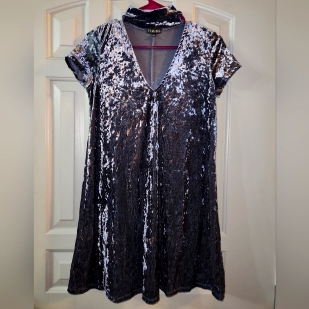 Y2K Timing Crushed Velvet V Neck Dress size Small
